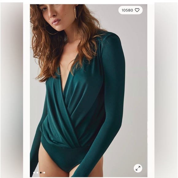 Free People Tops - NWOT Free People Turnt bodysuit green L